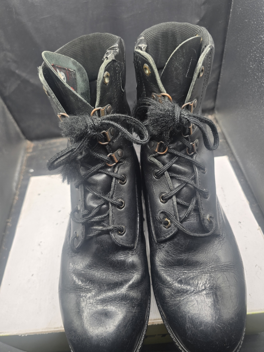 Rocky Black Lace-Up Leather Work Boots